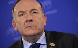 Pierre Gattaz, président du Medef, pendant une conférence de presse sur les technologies numériques, à Paris le 17 février 2015
