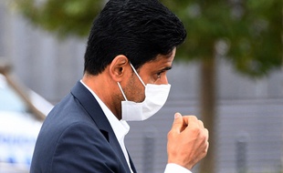 Nasser Al-Khelaïfi à son arrivée à Lisbonne, le 11 août 2020.
