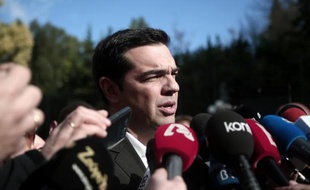 Alexis Tsipras, chef du parti anti-austérité Syriza, le 17 décembre 2014 au Parlement à Athènes