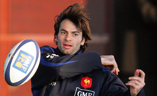 Christophe Dominici à l'entraînement avec le XV de France, en 2006.