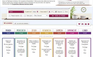 Capture d'écran de La Fabrique à menus, un site qui fait (presque) à manger à votre place