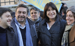 Michèle Rubirola, au centre, entourée de Benoit Payan du PS (à gauche), Jean-Marc Coppola du PCF et Sophie Camard de LFI.