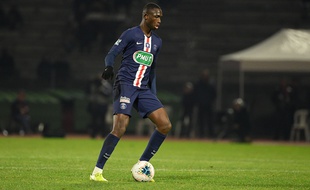 Tanguy Kouassi sous le maillot du PSG lors d'un match de Coupe de France contre Linas Montlhéry, le 5 janvier 2020.