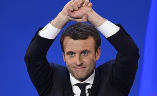 Emmanuel Macron lors de son meeting au parc des Expositions de Paris le 23 avril 2017.