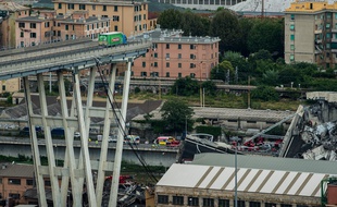 Le pont Morandi à Genève s'est écroulé mardi 14 août 2018.