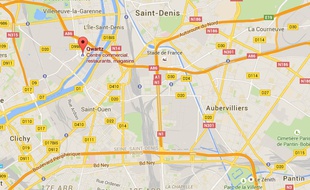 Carte situant le centre commercial Qwartz à Villeneuve-la-Garenne (Hauts-de-Seine).