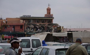 Le café Argana, situé sur la place Jemaa el Fna, à Marrakech, a été dévasté par une explosion le 28 avril 2011.