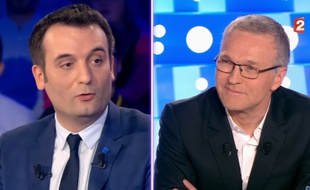 Florian Philippot et Laurent Ruquier dans «On n'est pas couché» diffusé le 1er avril 2017.