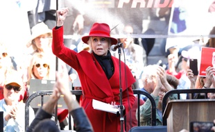 L'actrice Jane Fonda lors d'un rassemblement Fire Drill Fridays à Los Angeles