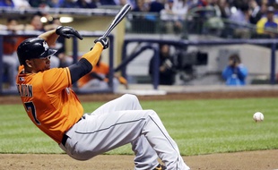 Giancarlo Stanton, le 1er septembre 2014 à Milwaukee.