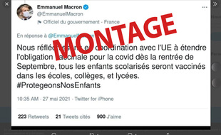Emmanuel Macron n'a pas posté ce tweet.