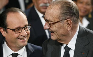 François Hollande et Jacques Chirac au musée du Quai Branly à Paris, le 21 novembre 2014