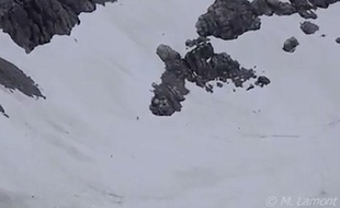 Capture d'écran d'une vidéo montrant peut-être le «Bigfoot», un animal légendaire des montagnes.