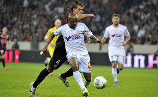 Le milieu de terrain de l'OM André Ayew lors du match contre Nice le 18 octobre 2013.