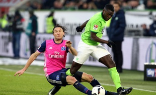 Paul-Georges Ntep lors de son premier match avec Wolfsburg, le 21 janvier 2017 contre Hambourg.