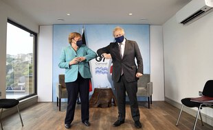 Boris Johnson et Angela Merkel au G7, le 12 juin 2021.