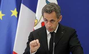 Nicolas Sarkozy lors de l'inauguration de linstitut Claude Pompidou, le 10 mars 2014.