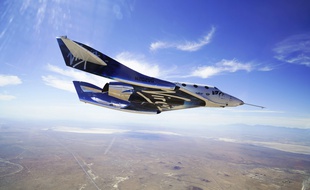 L'avion supersonique VSS Unity de Virgin Galactic lors d'un test le 29 mai 2018.