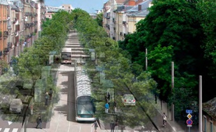 Projection tram ligne F boulevard de Nancy.