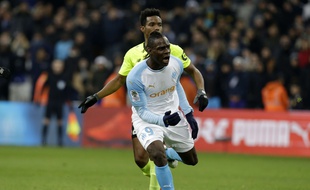 Mario Balotelli fête son premier but au Vélodrome, en janvier 2019.