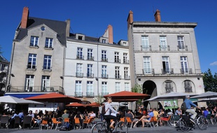 La place du Bouffay à Nantes. Illustration immobilier et tourisme. Nantes Loire Atlantique Pays de la Loire./SALOM-GOMIS_152311/Credit:SEBASTIEN SALOM-GOMIS/SIPA/1409011711