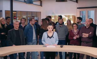 Sophia Chikirou, confondatrice du Média, devant la rédaction le 26 février 2018.