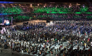 Les musiciens du Rockin' 1000 lors d'une édition précédente