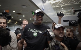 Dennis Rodman à l'aéroport de Pékin, le 13 juin 2017.