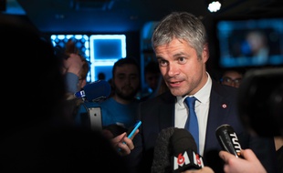 Laurent Wauquiez, candidat des Républicains au soir du premier tour des élections régionales, où il est arrivé en tête pour la région Rhône-Alpes-Auvergne, à Lyon, le 6 décembre 2015.