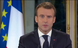 Emmanuel Macron lors de son allocution télévisée sur la crise des «gilets jaunes», le 10 décembre 2018 (capture d'écran).