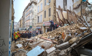 L'immeuble qui s'est effondré à Marseille le 5 novembre 2018.AFP PHOTO / BMPM/SM / Loic AEDO.