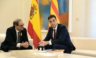 Le Premier ministre espagnol Pedro Sanchez a rencontré ce lundi le président séparatiste catalan Quim Torra à Madrid.