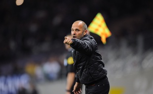 Pascal Dupraz, l'entraîneur du TFC, lors du match de Ligue 1 contre Troyes, le 7 mai 2016 au Stadium de Toulouse.