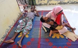 Des migrants Rohingya originaires de Birmanie dans un abri temporaire en Indonésie, le 14 mai 2015.