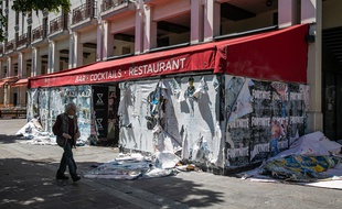 Un restaurant fermé dans le quartier des Halles à Paris, le 18 mai 2020.