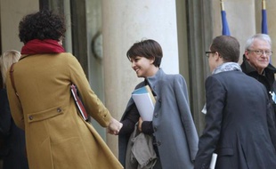 La ministre de l'Education Najat Vallaud-Belkacem à son arrivée le 11 décembre 2014 à l'Elysée à Paris