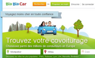 Capture d'écran du site Blablacar (voyage Montpellier-Millau).