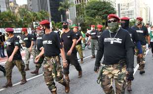 Des partisans du président Jair Bolsonaro manifestent le 1er mai à Sao Paulo.