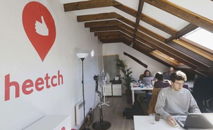 Des salariés de l'entreprise Heetch à Paris en 2015.