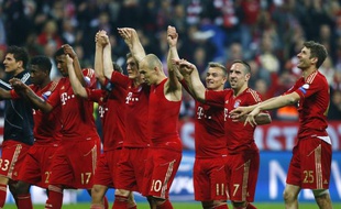Les joueurs du Bayern Munich, lors de leur victoire contre le FC Barcelone à Munich en demi-finale aller de la Ligue des champions, le 23 avril 2013.