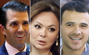Donald Trump Jr, l'avocate russe Natalia Veselnitskaya et le chanteur Emin Agalarov (photomontage).