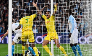 Les Nantais célèbrent leur second but face à l'OM.