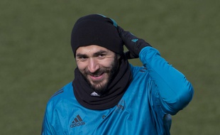 Karim Benzema à l'entrainement avec son club du Real Madrid.