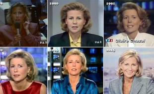 Montage d'images de Claire Chazal au cours des 24 ans à la présentation du JT de TF1
