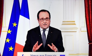 Le président François Hollande, lors de ses vœux télévisés aux Français, le 31 décembre 2016.