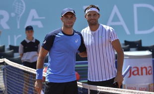Grigor Dimitrov (à dr.) avec Borna Coric lors du tournoi exhibition organisé par Novak Djokovic à Zadar, le 20 juin 2020.