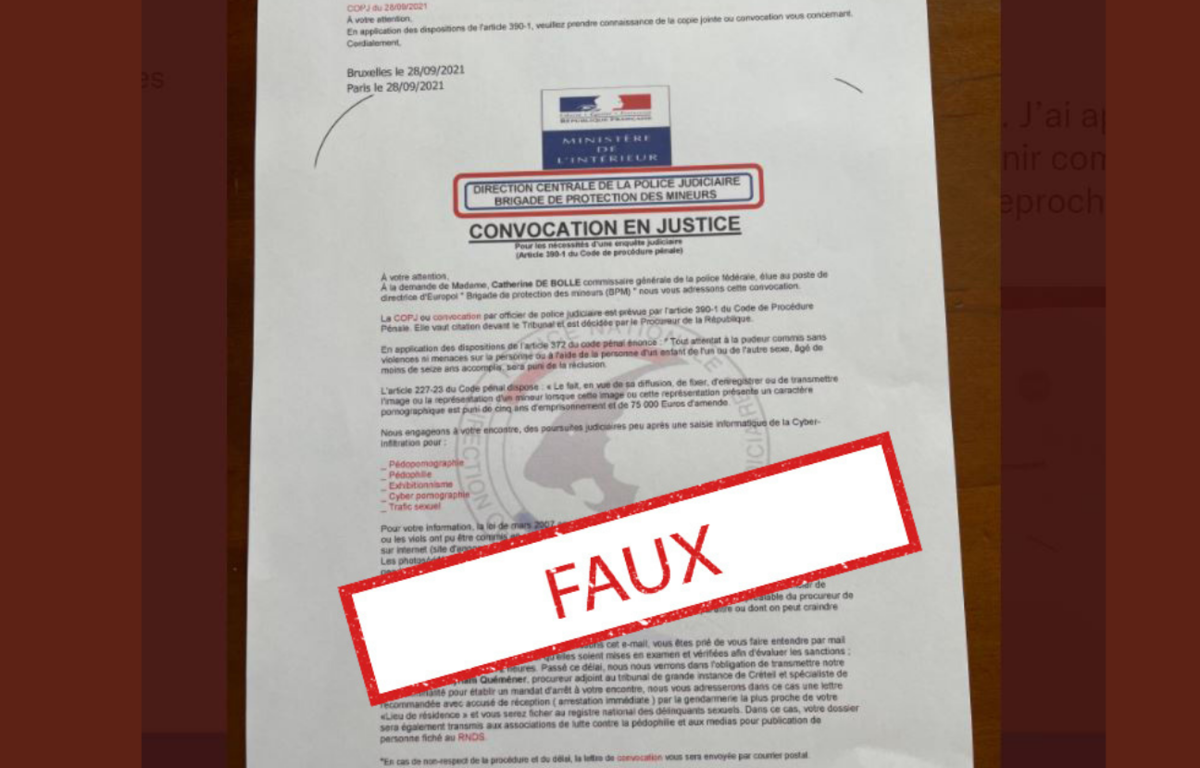 Catherine De Bolle Directeur General De La Gendarmerie Nationale Un gendarme vous convoque par mail à la brigade des mineurs ? Attention à  cette campagne de spams