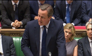 Le Premier ministre britannique David Cameron, le 29 juin 2019 au Parlement à Londres (Royaume-Uni).