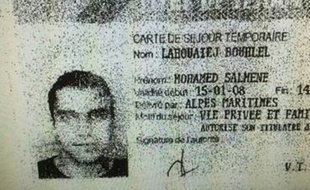 Une reproduction du permis de séjour de Mohamed Lahouaiej Bouhlel, fournie à l'AFP par la police, le 15 juillet 2016.