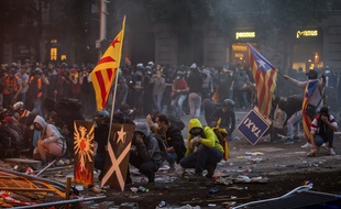 Violences dans les rues de Barcelone le 18 octobre 2019.